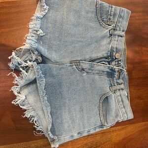Denim Blue Women's Frayed Shorts